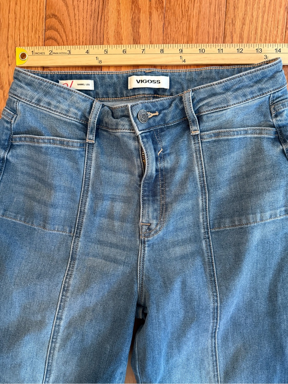 Vigoss Front Seam Barrel Jeans Size 29 Medium Blue Wash - Picture 4 of 9